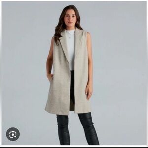 Sleeveless Oatmeal Women's Duster Vest